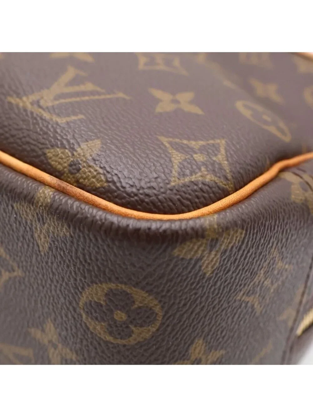 Louis Vuitton Monogram Deauville Handbag Brown Leather Gold